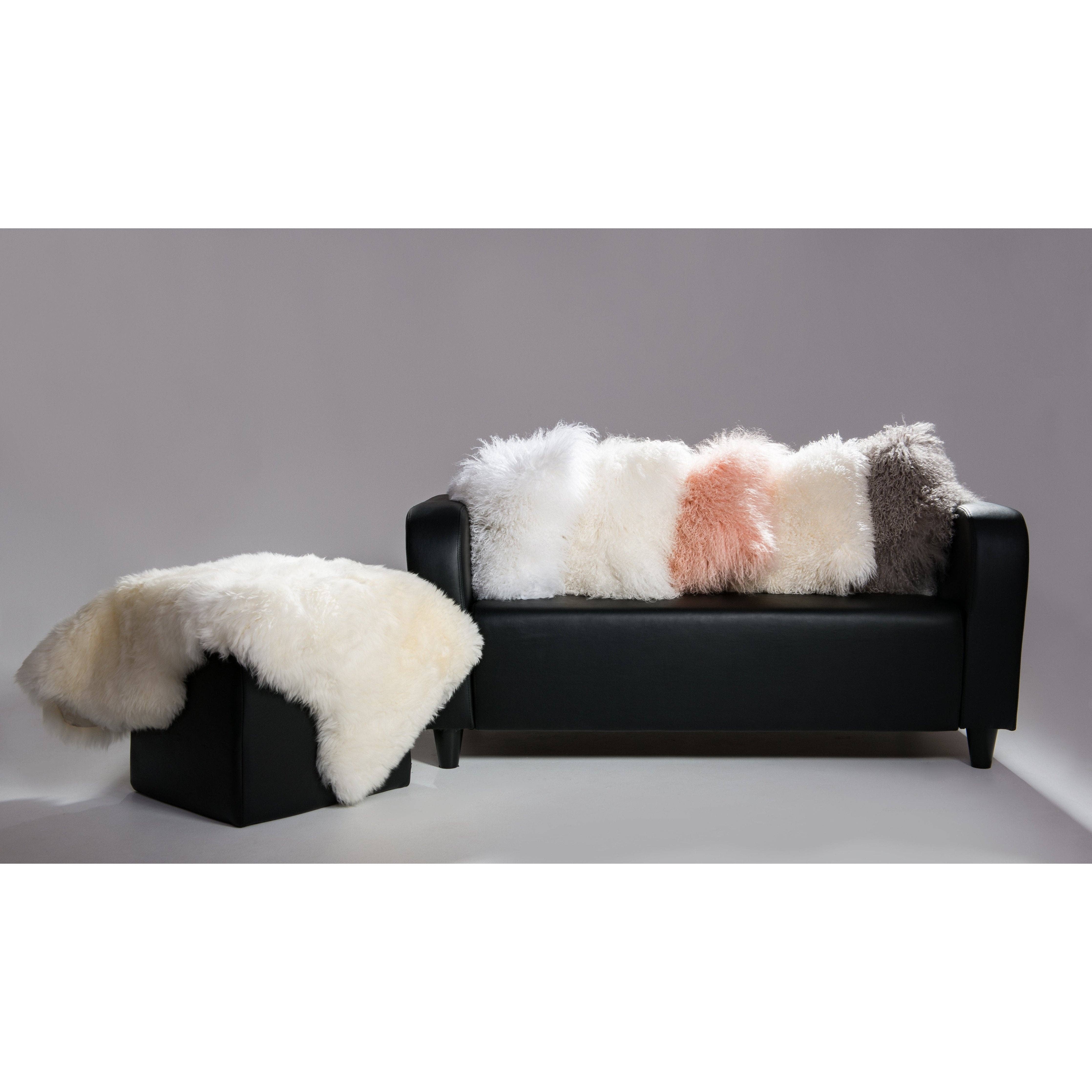 deladonica - Wholesale Throw/decorative pillow - DeLadonica Mongolian Sheepskin Lambswool Cushion White Pop11