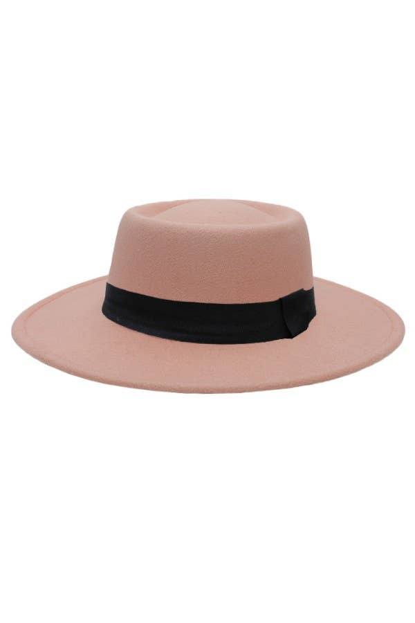 Cap Zone - Wholesale Fedora - Women's - Bolero Felt Pork Pie Crown Hat-Black Band2