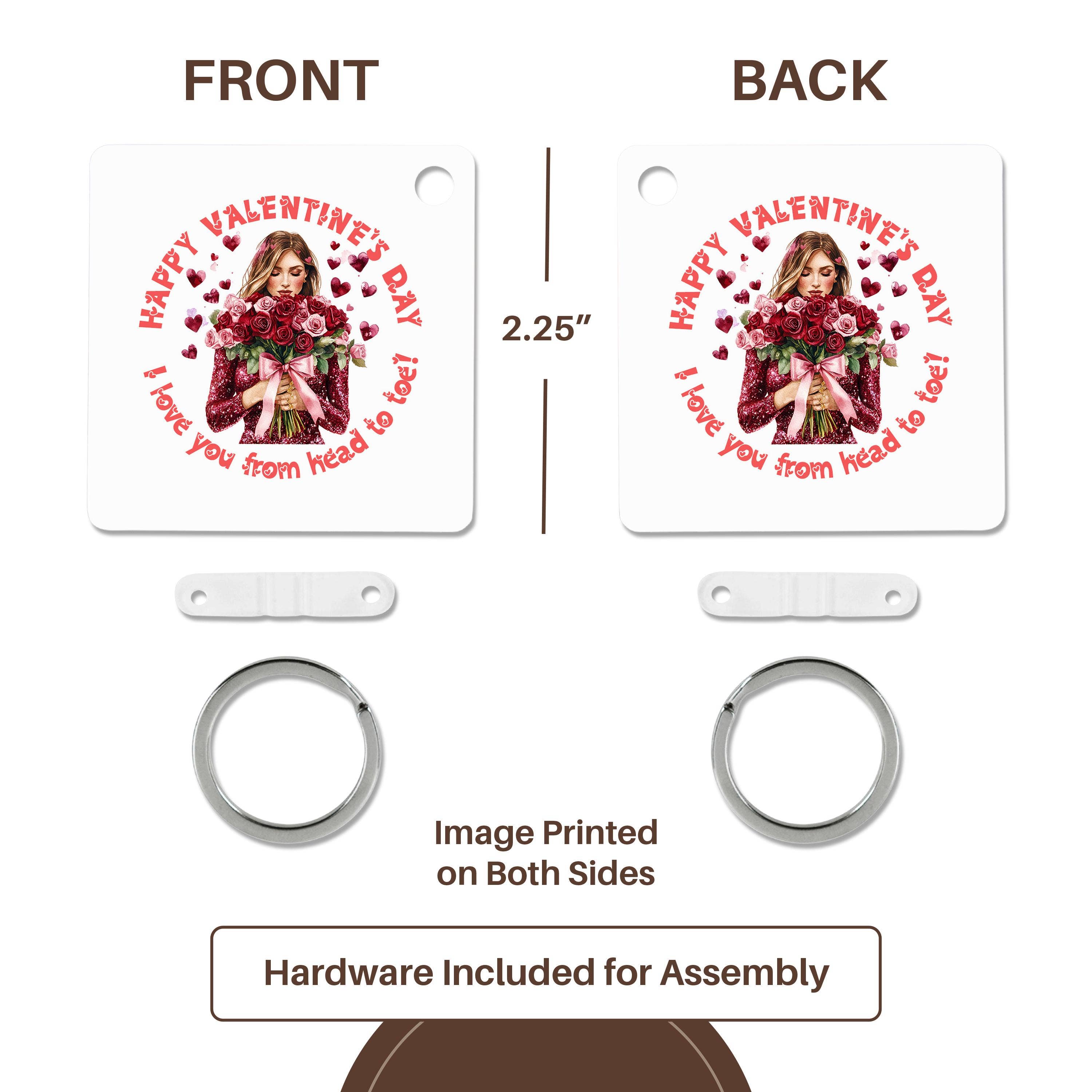 3dRose - Wholesale Keychain – Unisex - 3dRose, I love you from head to toe text, image, Valentine Day gift, charm, Key Chain4