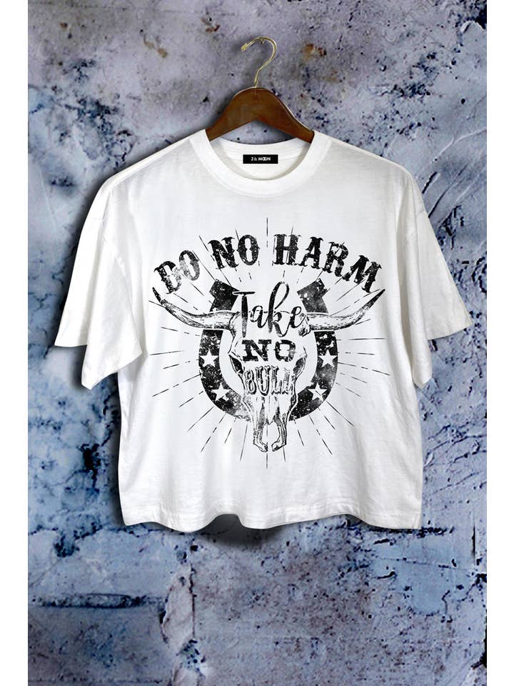 2&moon - Wholesale Screen Printed T-Shirt - Women's - Do no harm Graphic Crop Tee