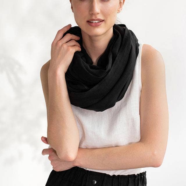 MagicLinen (We handle U.S. import procedures for you) – Großhandel Schal – Damen – Schwarzer Leinenschal1