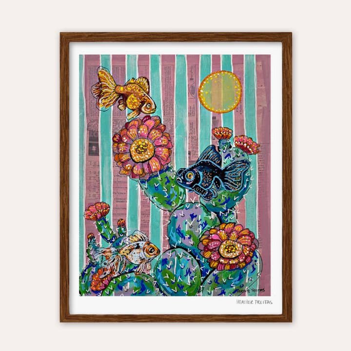 Cactus Goldfish Fine Art Print for wholesale by Heather Freitas
