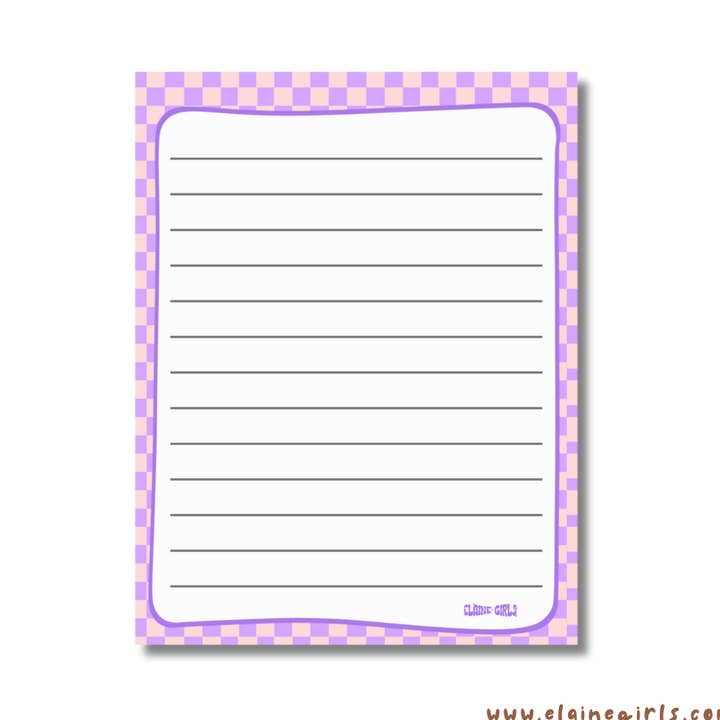 Notepad 4.25 x 5.5 | Checkered Lilac/Purple Pink for wholesale by Elaine Girls