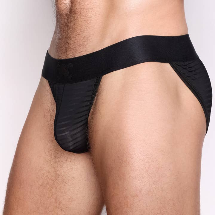 Just The Bones Sheer Black Stripe Sport Brief for wholesale by Skull & Bones