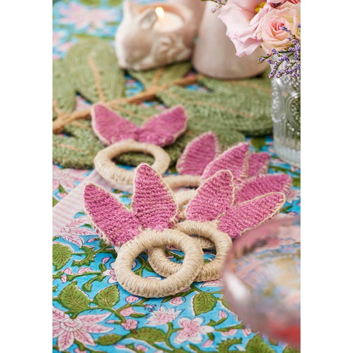 Namaste - Wholesale Napkin ring - Jute Bunny Ears Napkin Rings Pack