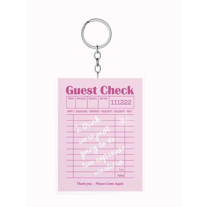 1st Allie - Vente Porte-clés – femme - Porte-clés tendance Espresso Martini « Guest Check »