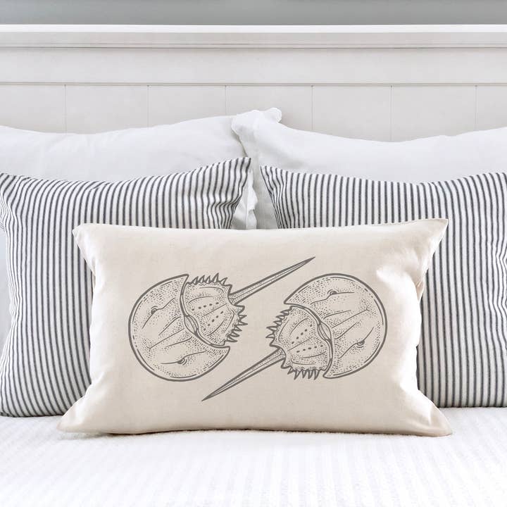 Lumbar Pillow - Coastal Lumbar Pillow - Horseshoe Crabs for wholesale by Salt + Fare