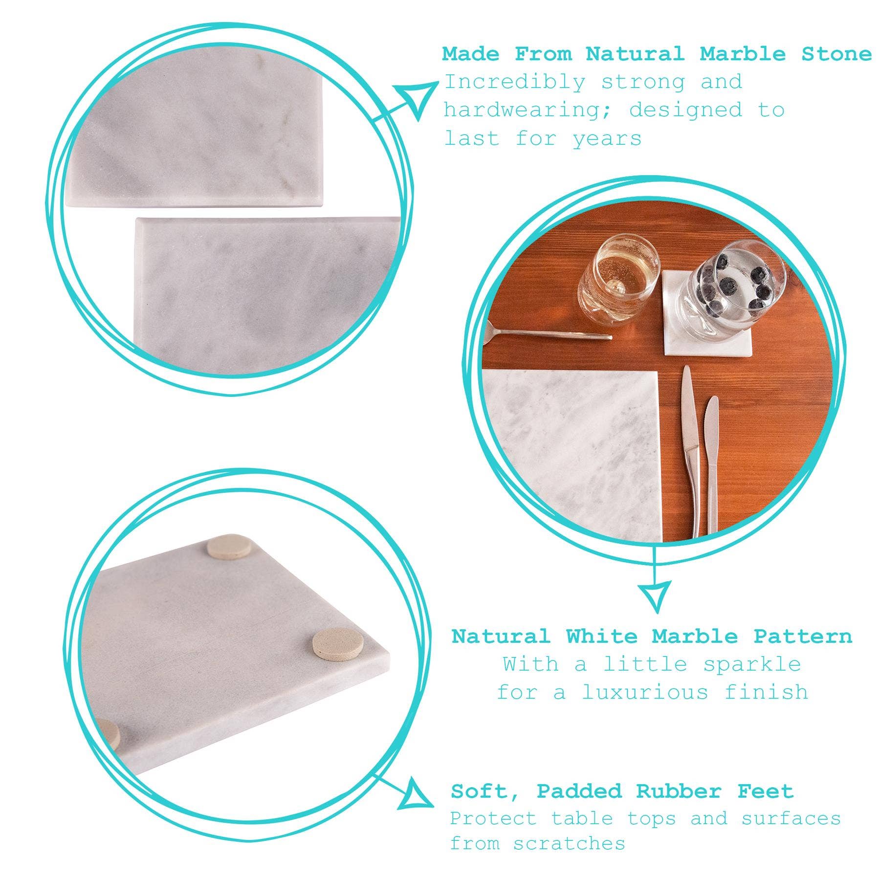 Rinkit Ltd - Wholesale Coasters - Marble Square Coaster - 10cm - By Argon Tableware3