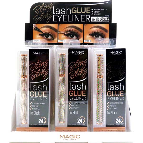 Majestic Wholesale - Wholesale False/fake eyelashes - BLING BLING LASH GLUE EYELINER BLACK INK (12PCS) BOX SET