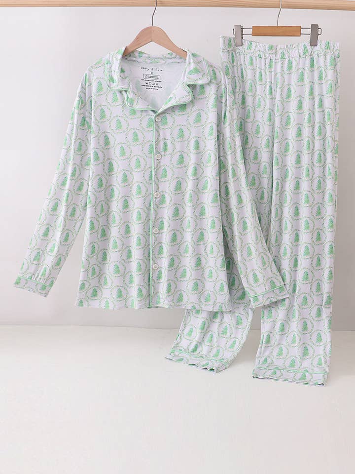 Ensemble de pyjama en bambou vert sapin de Noël pour papa pour la vente par Aspen Rain Boutique