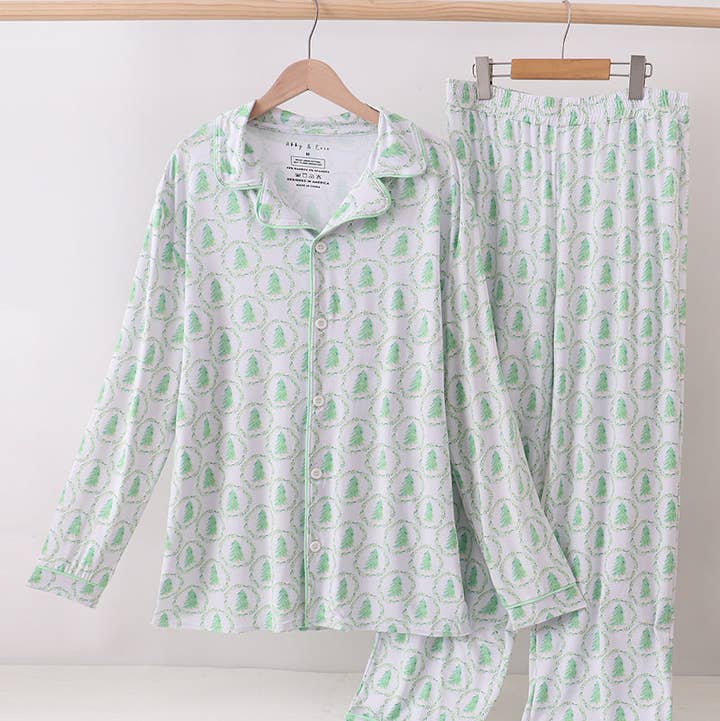 Green christmas tree bamboo dad pajama set for wholesale by Aspen Rain Boutique