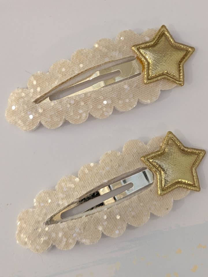 Spring glitter and leatherette hair clips for wholesale by The Blossom Tree House