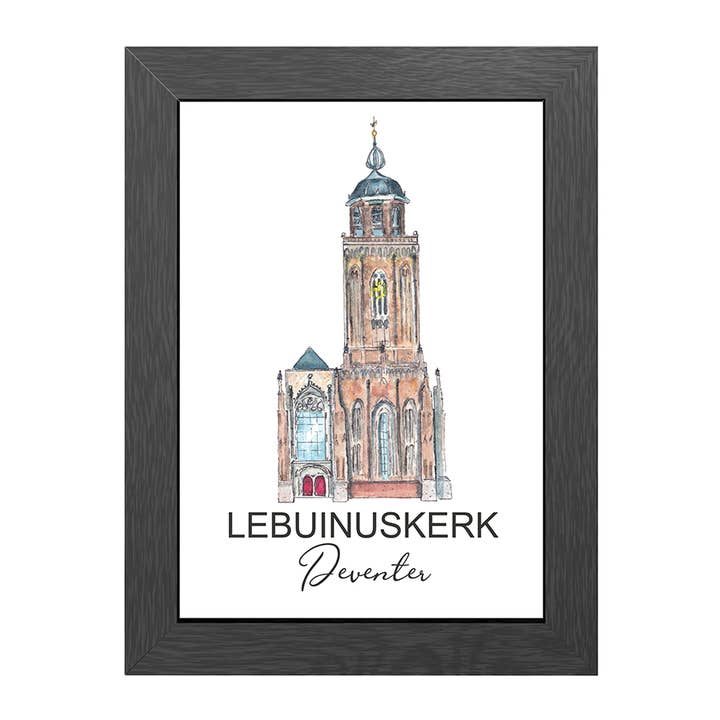 A4 Poster Lebuinuskerk Deventer With Entrence in Frame for wholesale by JOYIN