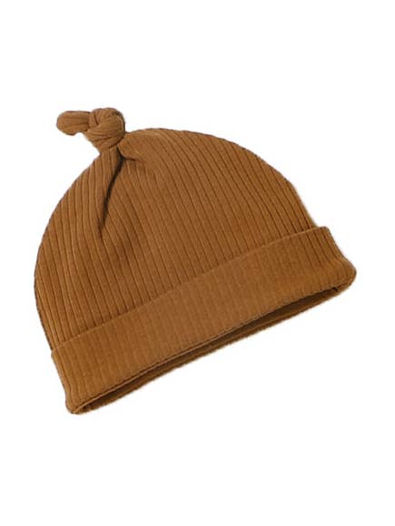 Organic cotton- Ribbed Beanie-Burnt Umber for wholesale by Mimi & Me