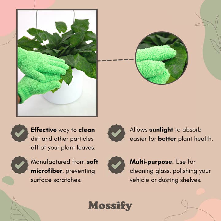 Mossify - Wholesale Garden Gloves - 2 Microfiber Gloves – Reusable Leaf-Shining Gloves for Plant13