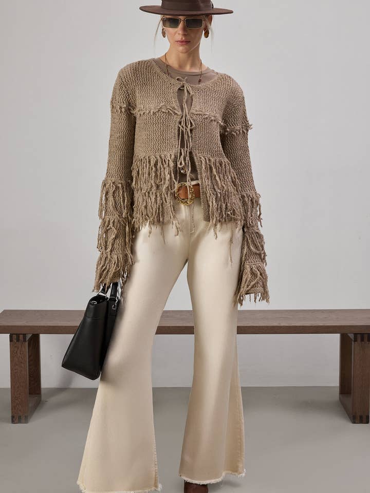 FRINGED KNITTED CARDIGAN for wholesale by Touché Privé