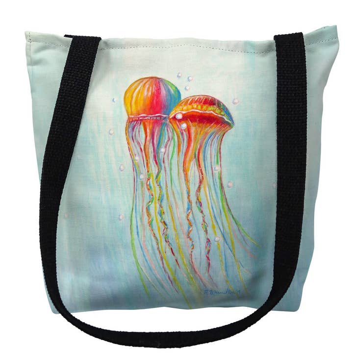 Colorful Jellyfish Tote Bag for wholesale by Betsy Drake Interiors