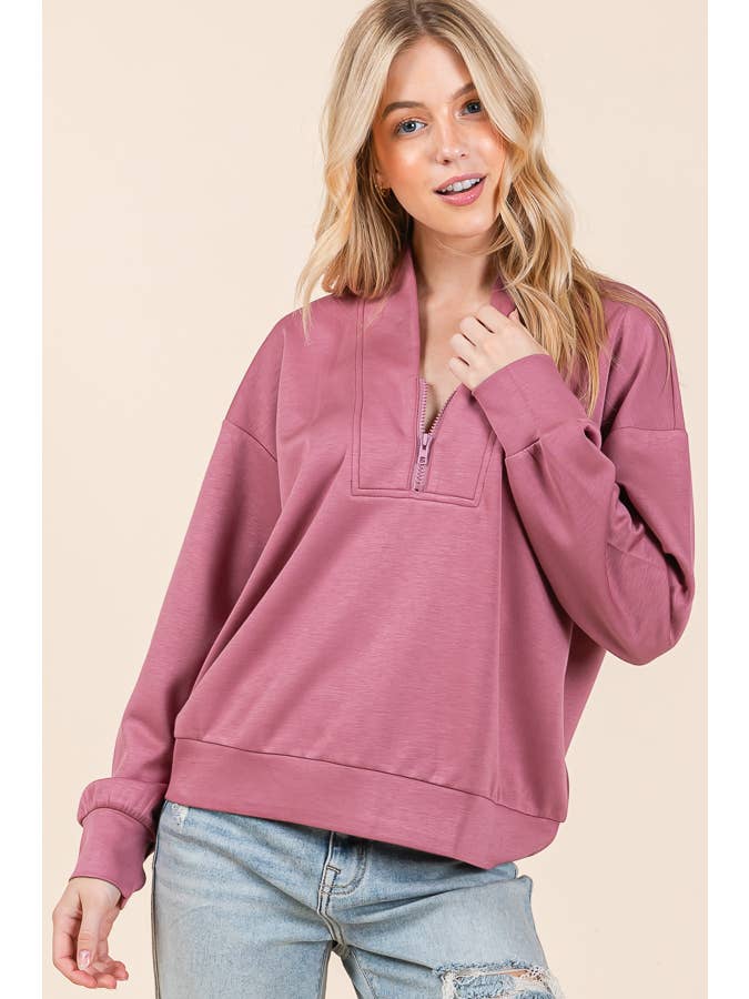 LIME N CHILI - Wholesale Sweatshirt - Women's - 2024 NEW - Scuba Zip Up Loose Long Sleeve Sweatshirt