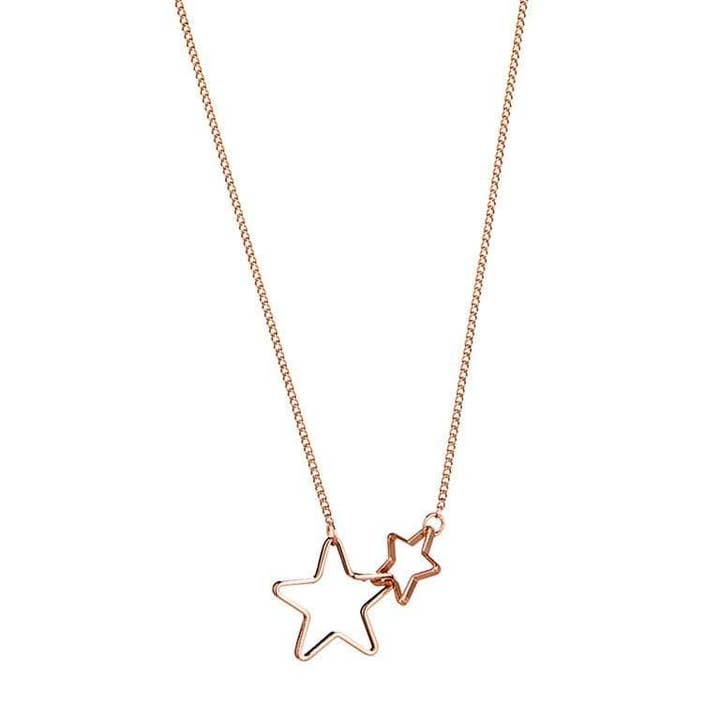 Collar chapado en oro rosa con estrella doble para venta al por mayor de Juulry
