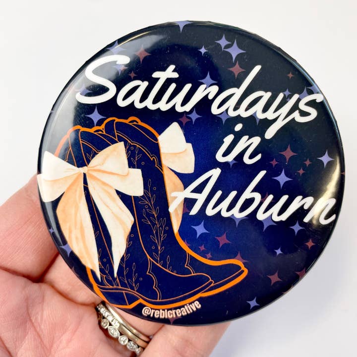 Boots and Stars - Auburn - Game Day Button for wholesale by REBL Creative