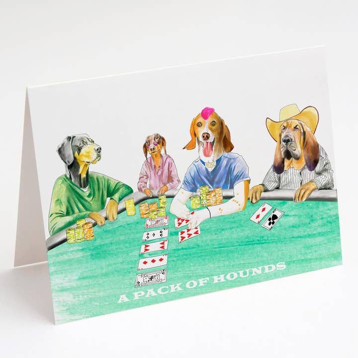 A Pack Of Hounds Greetings Card for wholesale by Sarah Gregory Designs