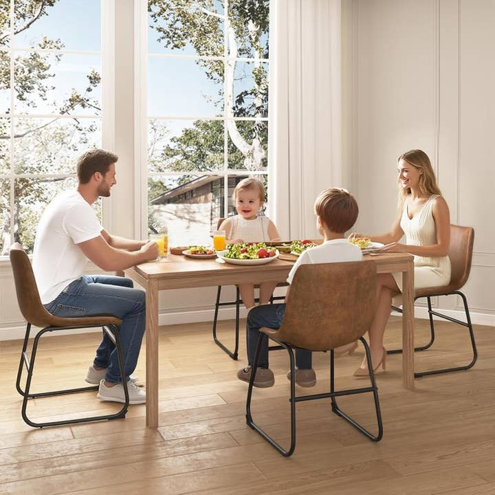 Brown Suede Dining Chairs Set Of 4 With 18 Inch High Back for wholesale on Faire4