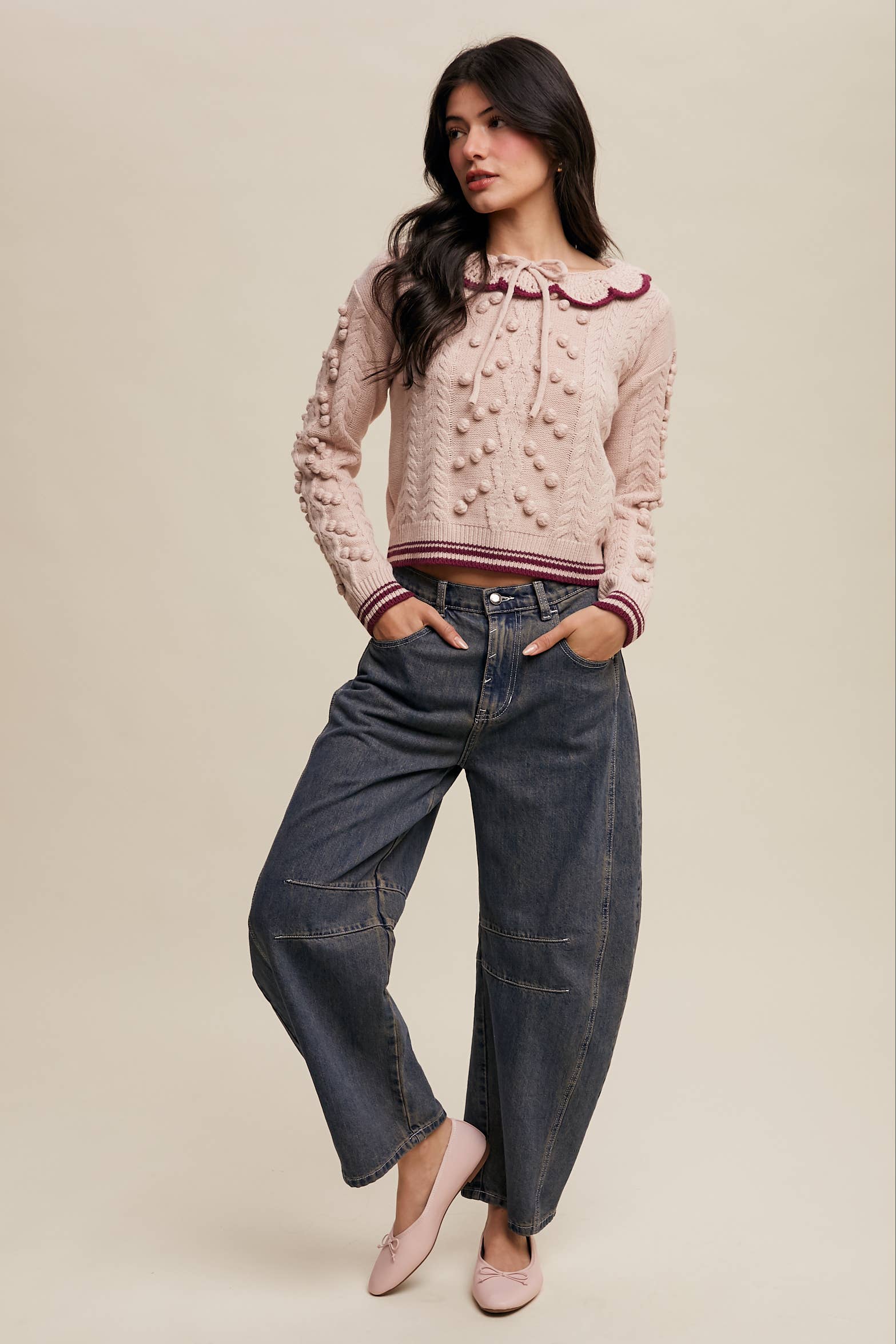 Listicle - Wholesale Knit Sweater - Women's - Pom Pom Cable Knit Sweater8