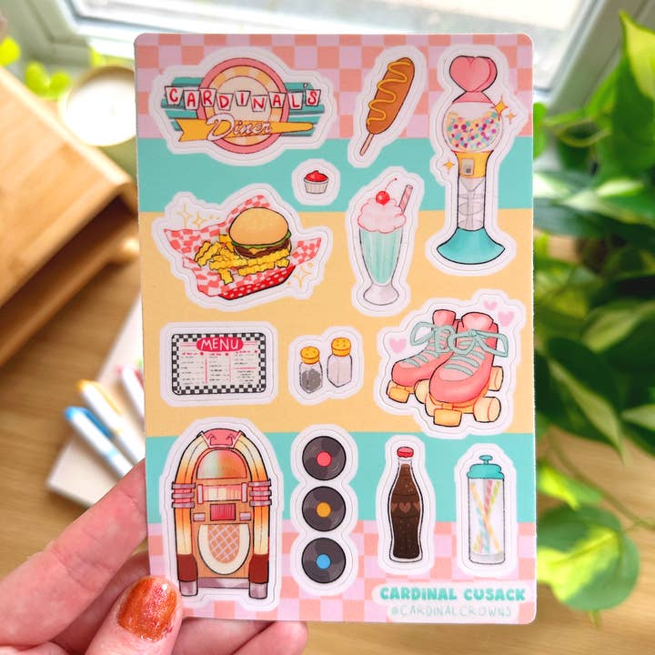cardinalcrowns - Wholesale Sticker - Retro Diner Sticker Sheet1