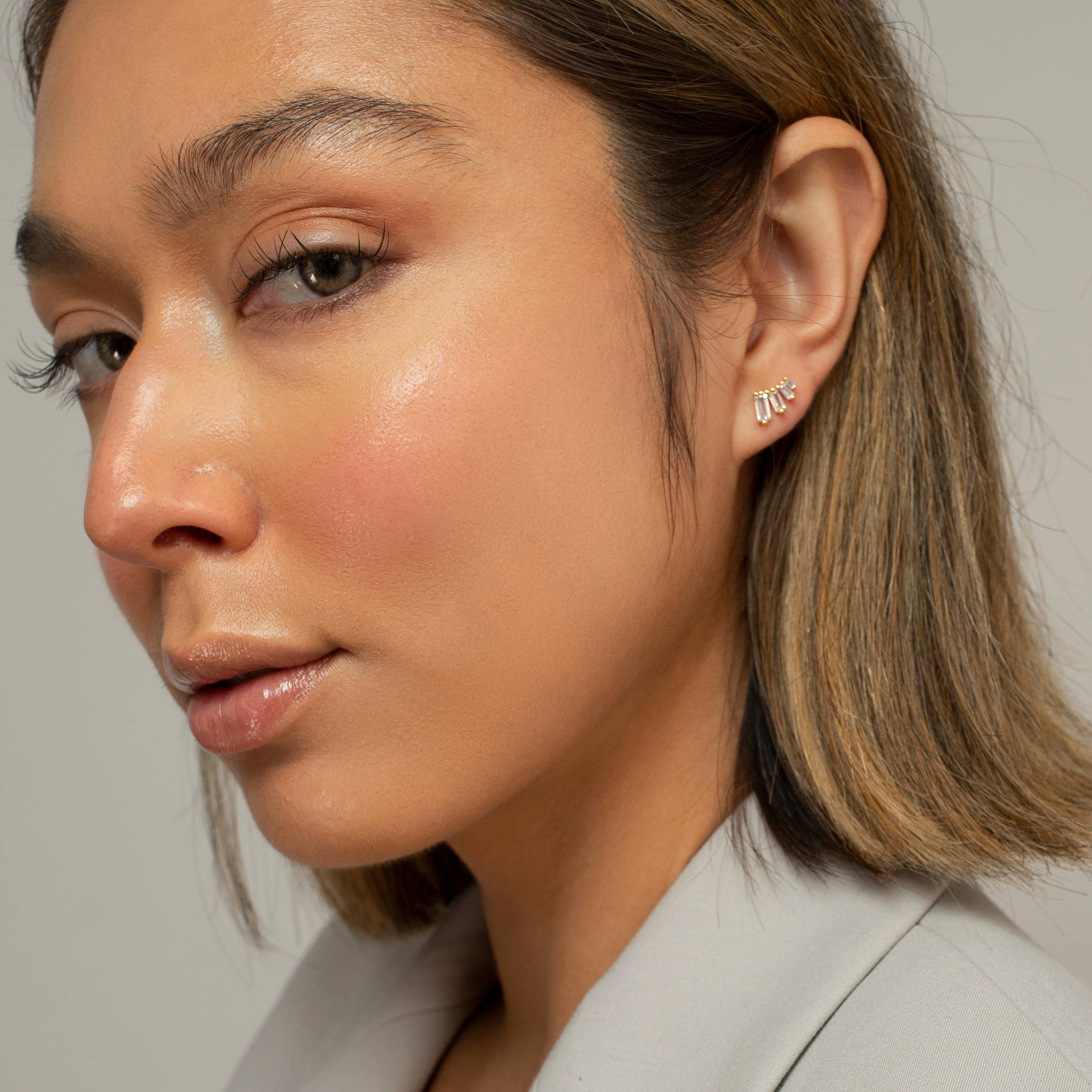 HolyBang Jewels – Großhandel Ohrstecker – BAGUETTE MINIMALISTISCHE HOCHZEITSOHRRINGE - E-S31442