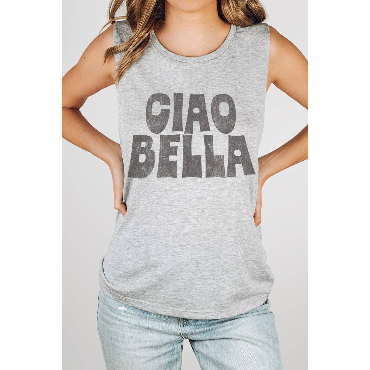 VINTAGE POINT USA - Wholesale Tank Top - Women's - CIAO BELLA TYPOGRAPHY BELLA CANVAS TANK TOP8