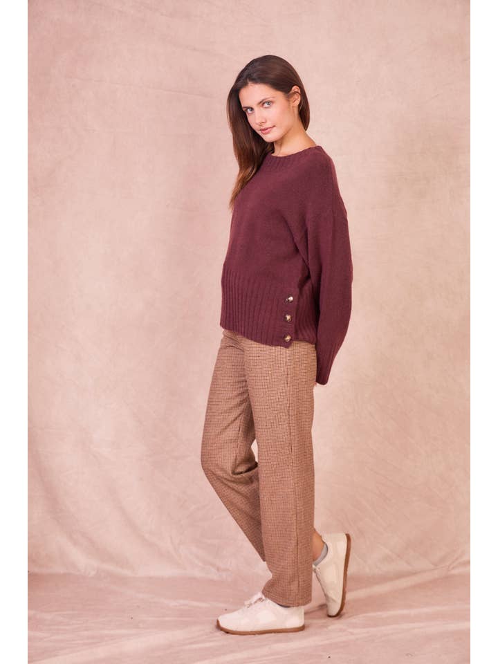 Calie Paris - Wholesale Knit Sweater - Women's - NATI – Button-Side Wool Blend Knit13