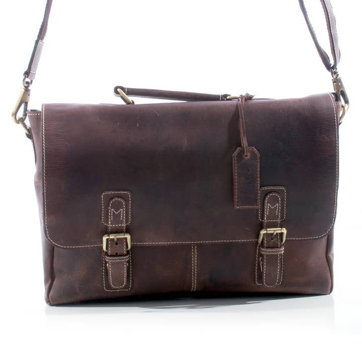 Vintage læder skuldertaske dokumentmappe - ZP11 for engroshandel hos Viceroy Leathers