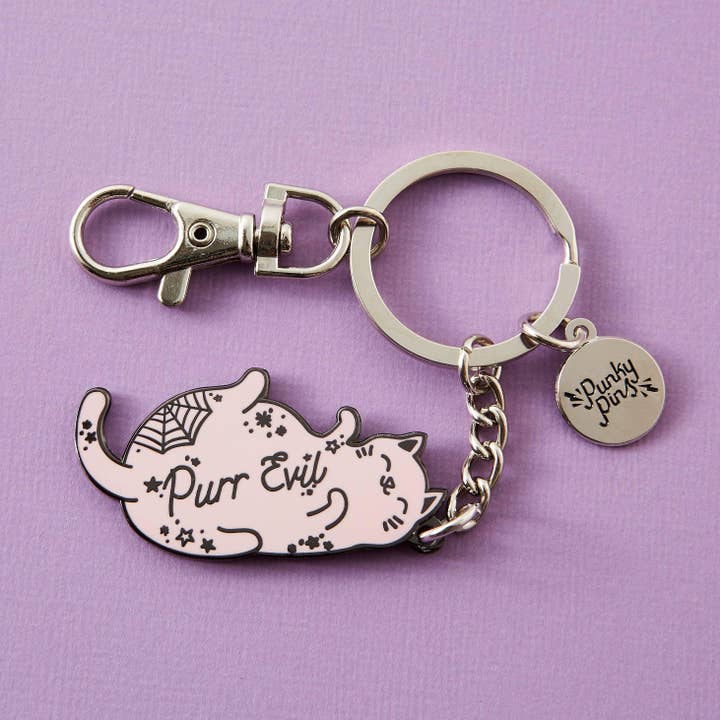 Porte-clés en émail dur Purr Evil pour la vente par Punky Pins