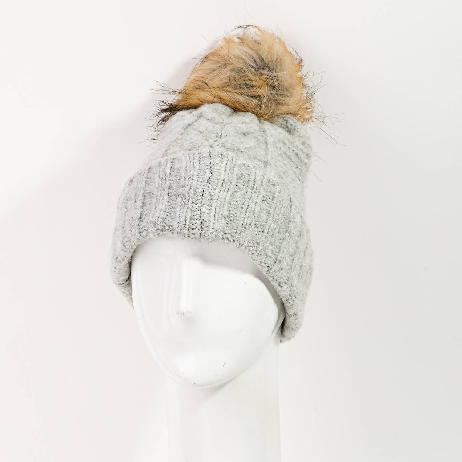 Collections by Fame Accessories - Wholesale Beanie - Women's - Soft Cable Knit Pom Beanie2