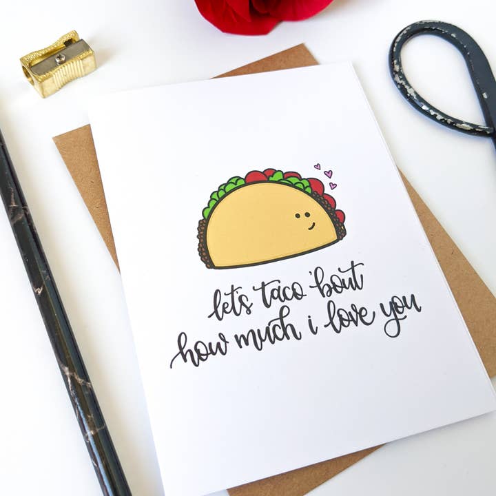 Real Happy Designs - Vente Cartes de déclaration d'amour - Carte d'amour Let's Taco Bout3