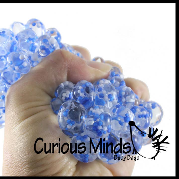 1 Konfetti Gel Fyldt Mesh Net Blob Ball - Squishy Fidget for engroshandel hos Curious Minds Toys