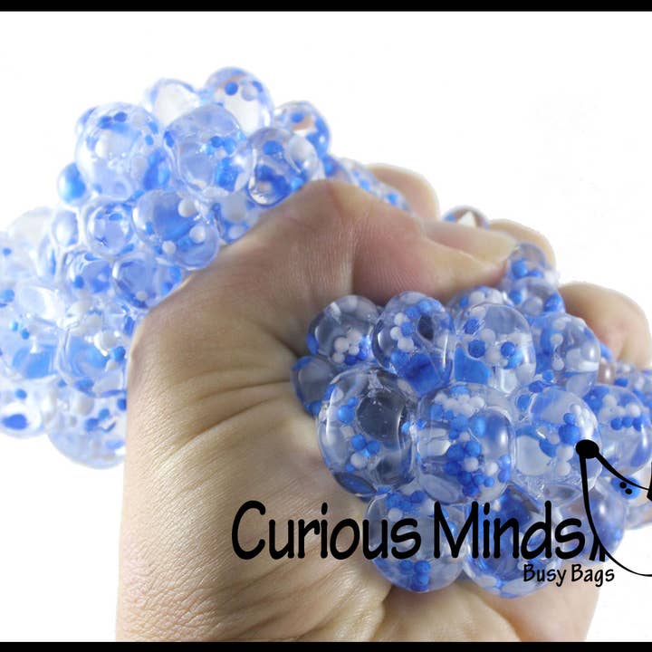 Curious Minds Toys – wholesale Fidget toy – Kids – 1 Confetti Gel Filled Mesh Net Blob Ball - Squishy Fidget