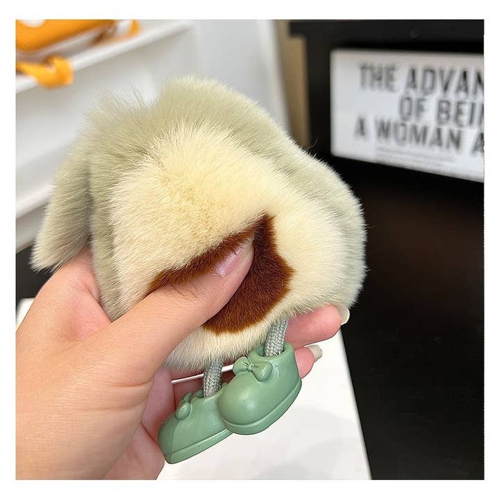 Plush Looks – wholesale Keychain – Women's – Rex Rabbit Fur Cute Fluffy Avocado Keychain4