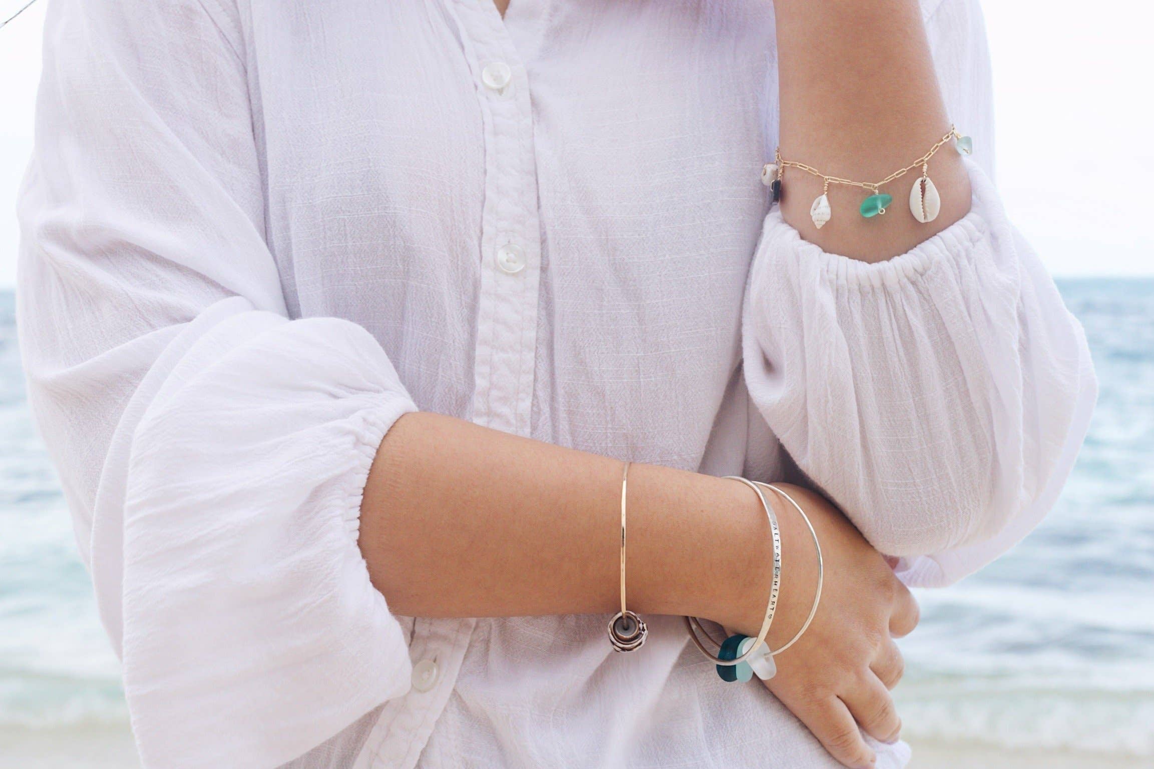 Salty But Sweet - Wholesale Charm/Dangle Bracelet - Gold Ocean Charm Bracelet6