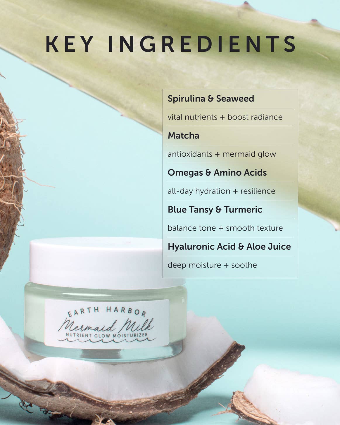 Earth Harbor Naturals - Vente Crème hydratante pour le visage - MERMAID MILK Crème Hydratante Éclat Nutriment : Superaliments1