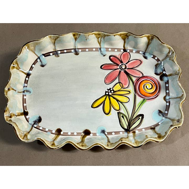 Heartfelt Traditions - Wholesale Platter - Oval Platter (Drip Flowers)