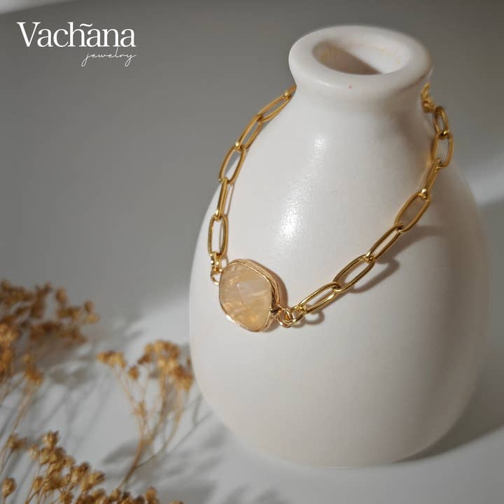 Firkantet Ædelstens Papirclips Armbånd for engroshandel hos Vachana