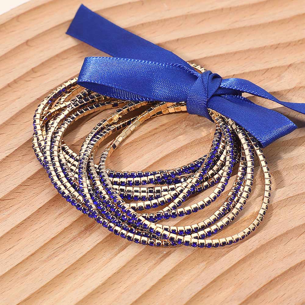 Sensibling Corp. – Großhandel Schmucksets – 12 Stück - Band Schlank Strass Stretch Mehrschichtiges Armband9