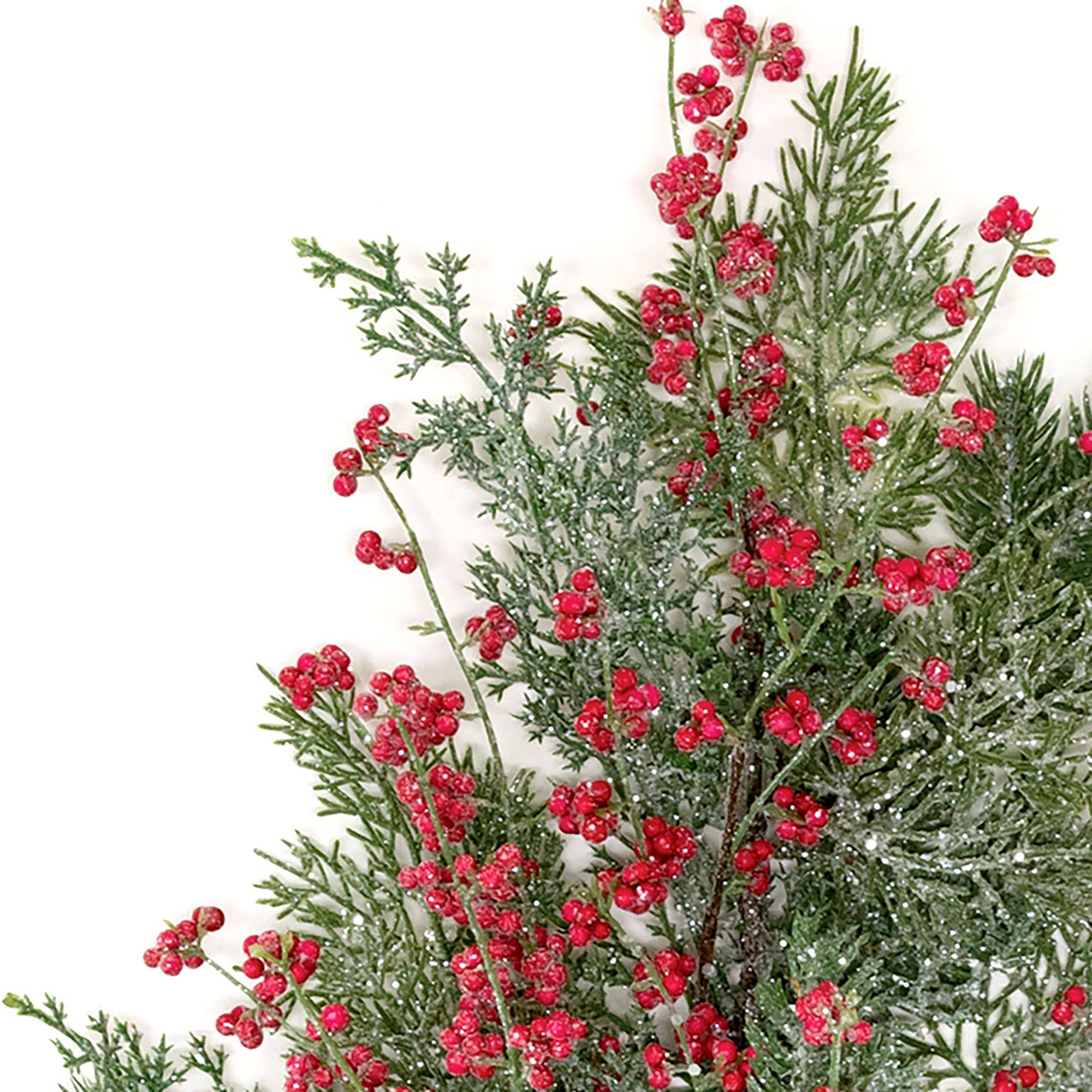 Saybrook Lane - Wholesale Artificial Flowers - Sparkling Red Berries & Mixed Greens Spray, 30"1