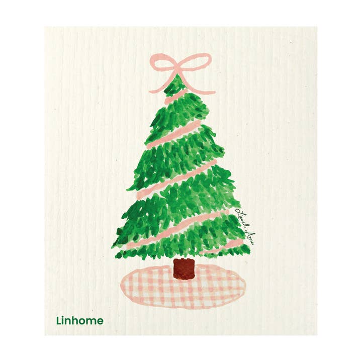 Holiday Classic Collection Gingham Christmas Tree- Linhome x Liesel Anne Swedish Dishcloths - 1 Pack for wholesale by Linhome