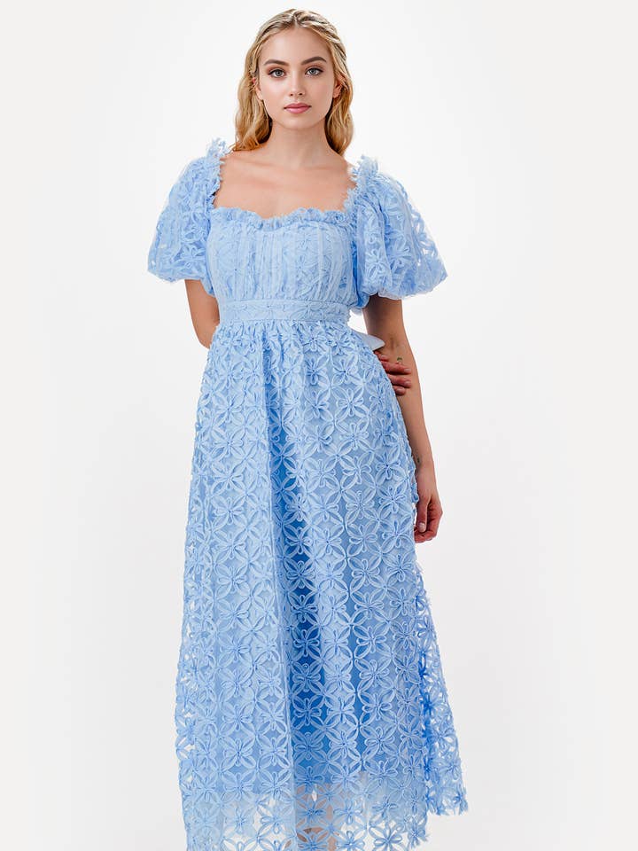 ABITO MIDI A DOPPIO STRATO CON MANICHE A SBUFFO per la vendita all'ingrosso da parte di Dear Daisy