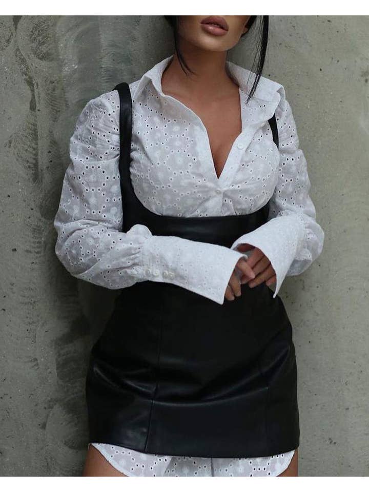 BLACK fashionable top with mini dress for wholesale on Faire3