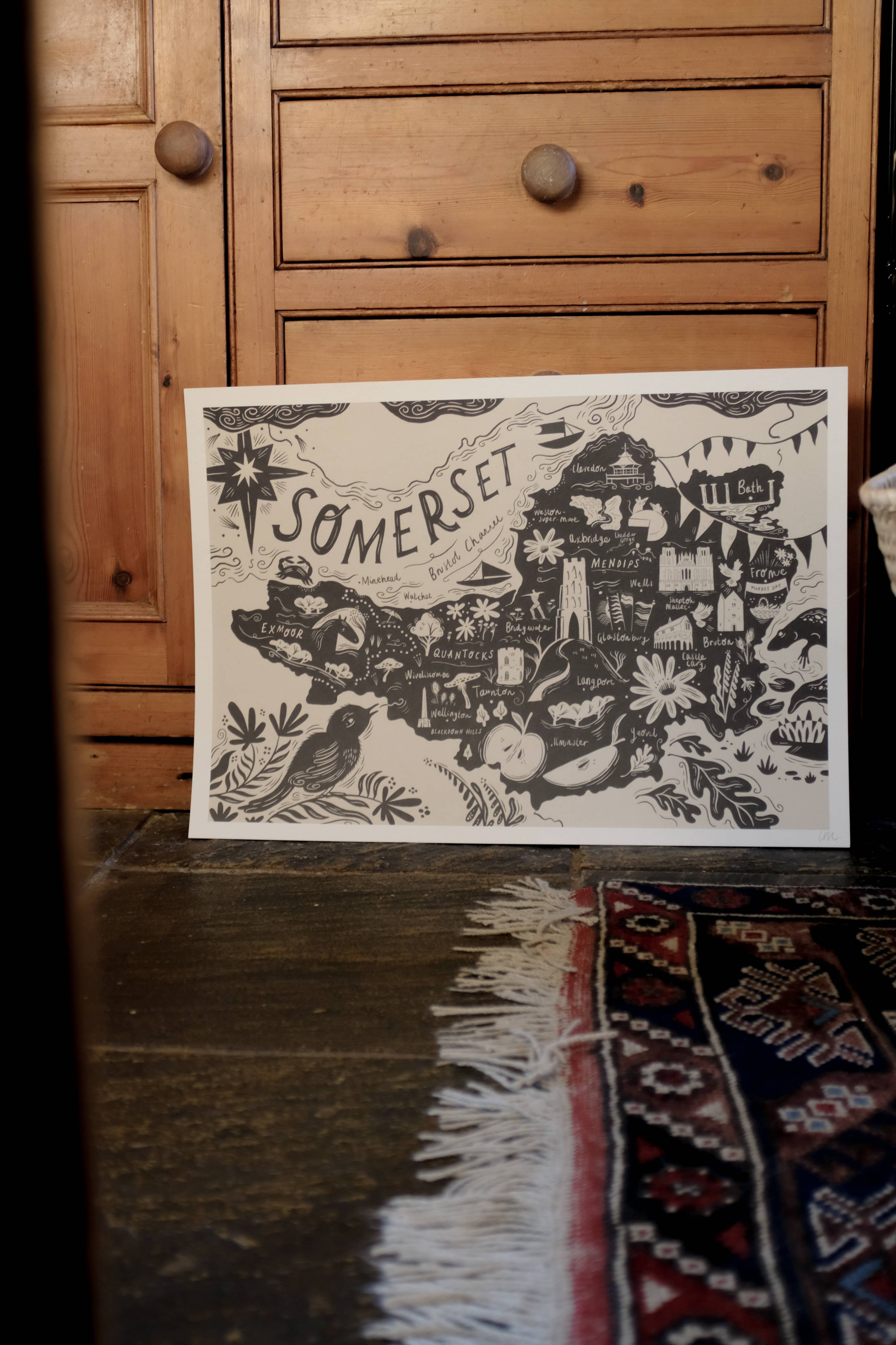 Lauren Marina - Wholesale Art Print - Illustrated Somerset Map2