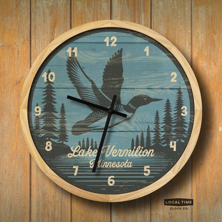 Local Time Clock Co. - Wholesale Wall Clock - Personalized Loon Wall Clock - 12" Diameter