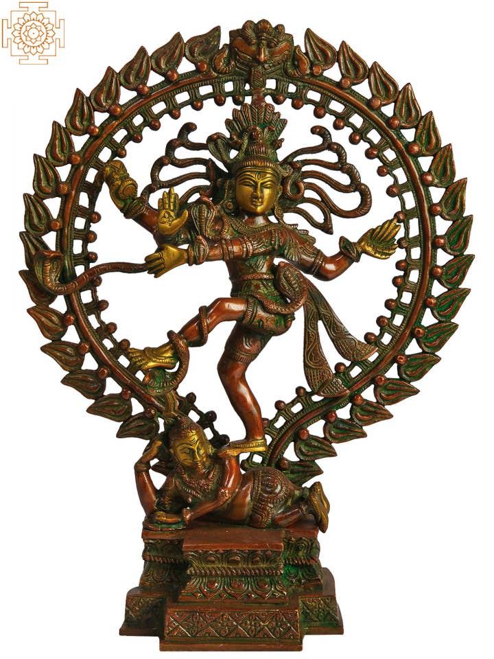 17" Nataraja in Brown and Golden Hues In Brass for wholesale by Exotic India Art